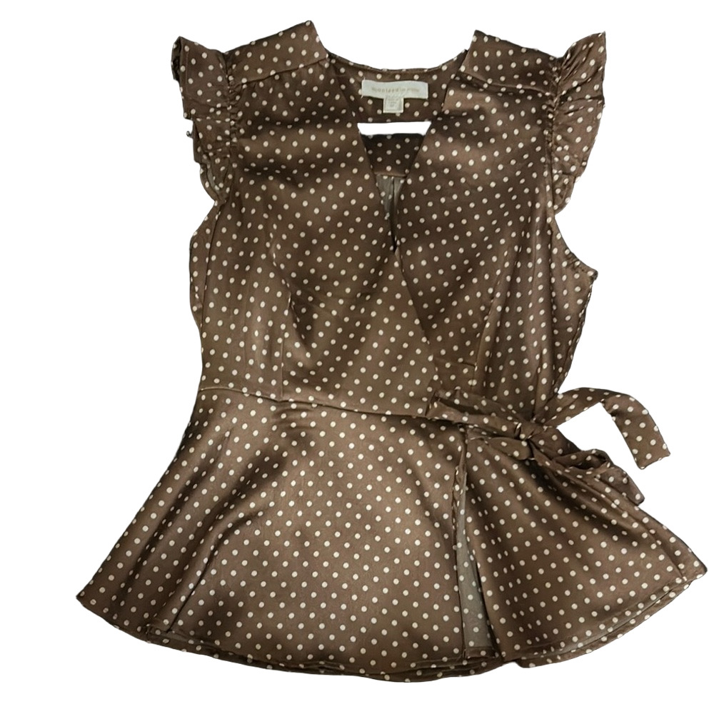 Monteau Brown Polka Dot Blouse